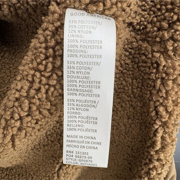 Good American Women's Oversized Quilted Shacket 3/4 (L/XL) Light Brown Outdoor - Picture 6 of 13